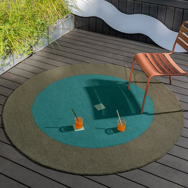 Habitat Festival Hand Tufted Area Rug in Aqua/Gray, Round 4'11"