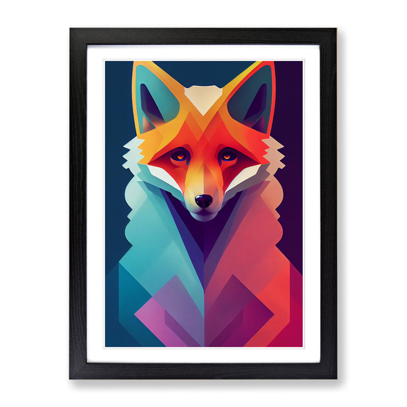 FRM-V0523-1043X Fox Unique Abstract Vol.1 1 Piece Single Picture Frame Wall Art, 46cm H x 34cm W x 2cm D, Oak Framed