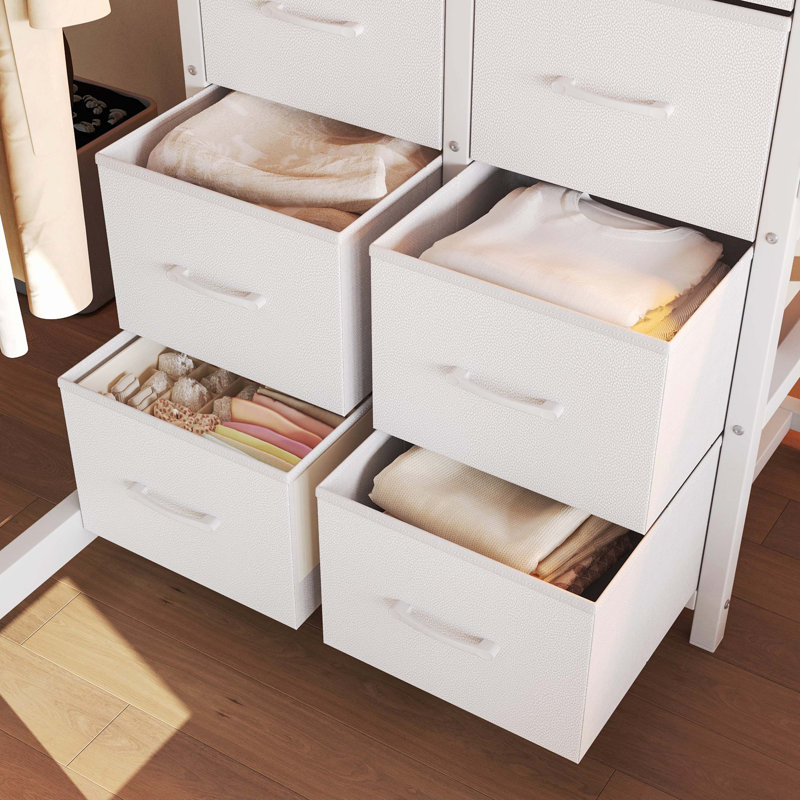 Lit superposé en acier double avec 8 tiroirs de rangement, tablettes intégrées, bureau d'étude, tringle à vêtements et port USB amovible pour enfants, adolescents et adultes, blanc