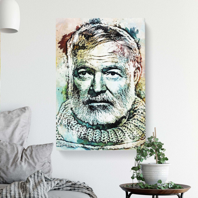 Ernest Hemingway In Abstract - Wrapped Canvas, 91cm H x 60cm W x 3cm D