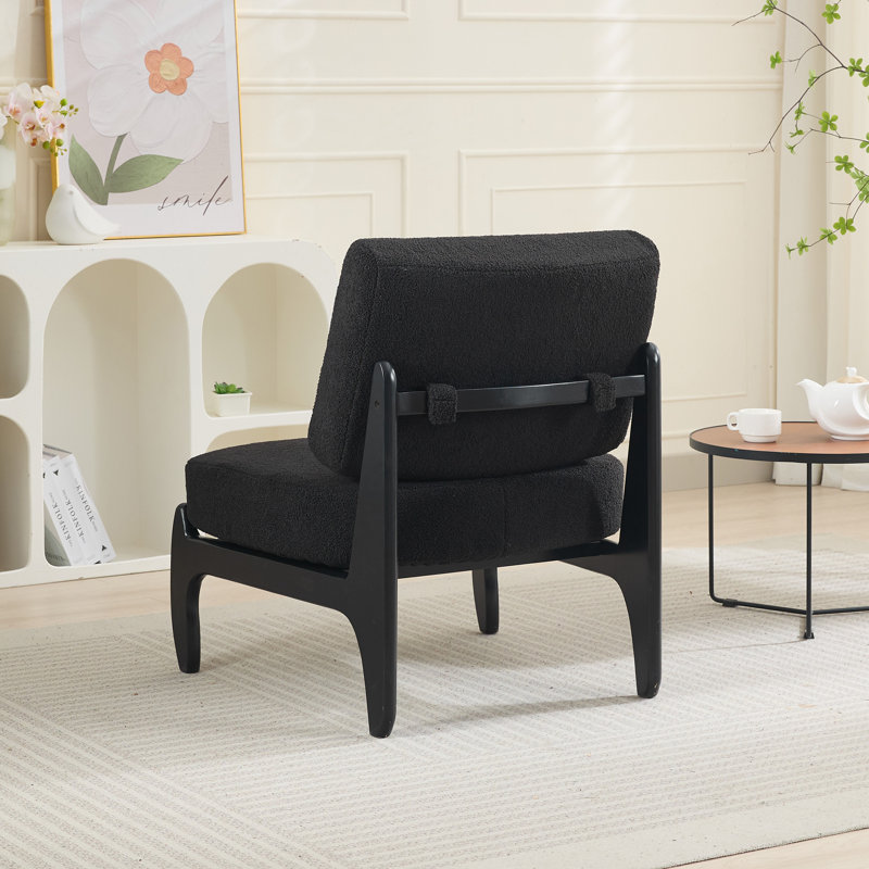 Teddy Armless Leisure Accent Chair, Black Teddy, Black