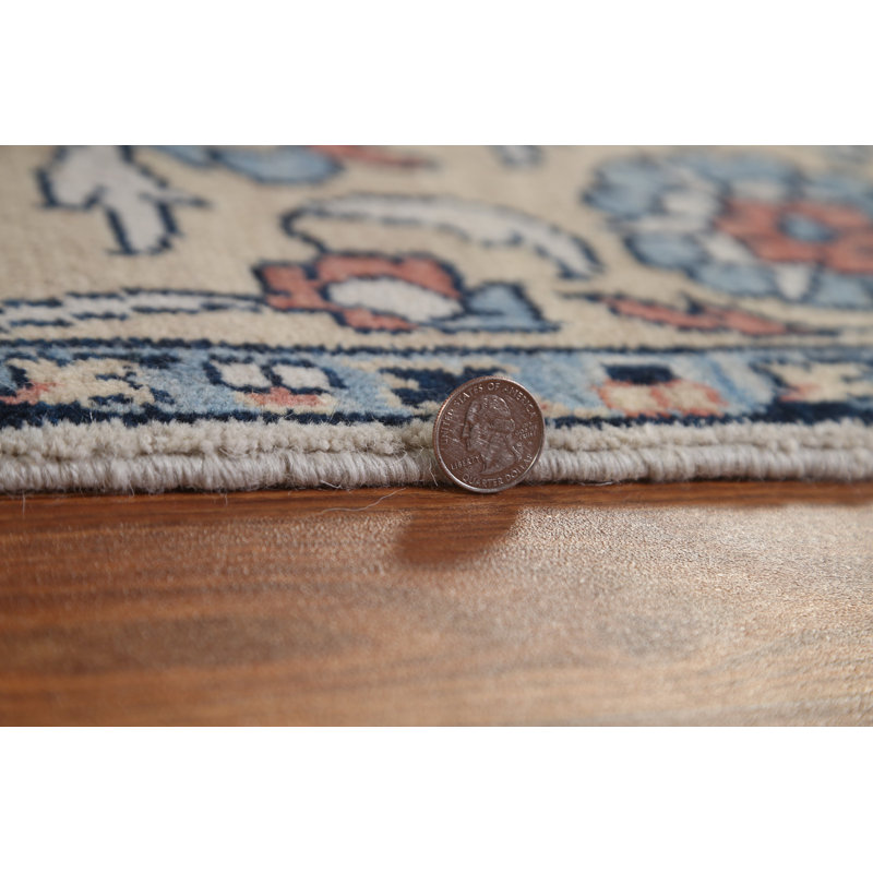 Tapis unique en laine noué à la main nouvel âge de 9 pi 9 po x 13 pi ivoire / crème / noir / rouge
