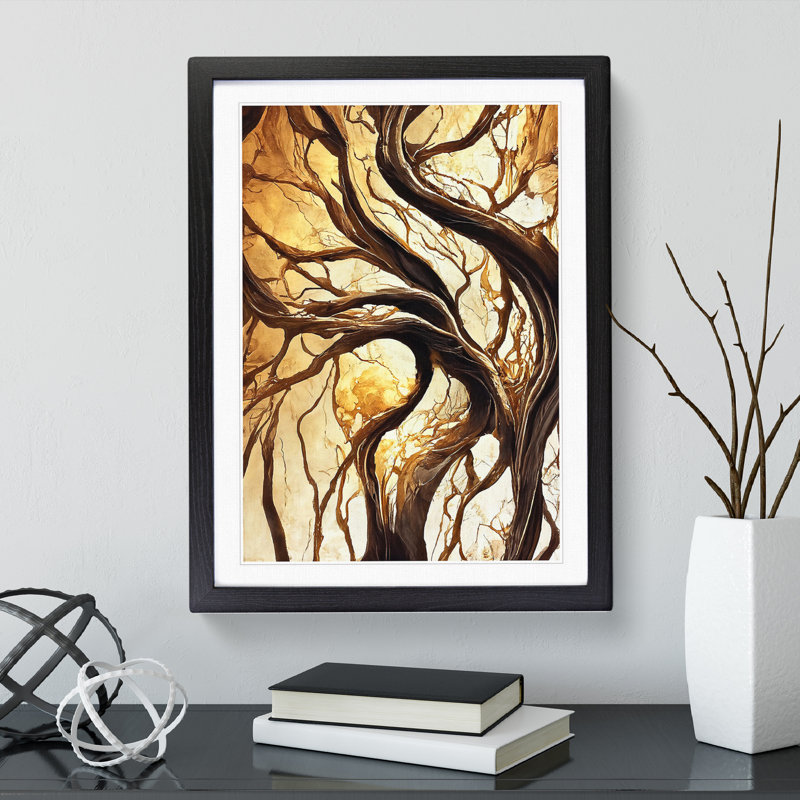 Abstract Autumn Tree No.3 - Framed Print, Black, 34cm H x 25cm W