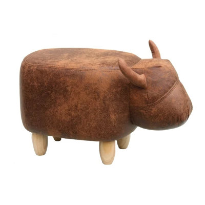 	Cocoa the Brown Cow leatherette footstool with wooden legs
