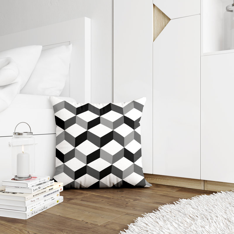 Housse et insert de coussin décoratif en polyester, L 15 po x H 15 po, Noir