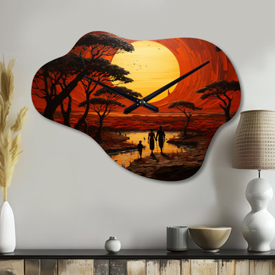 African Tribal Eternity II - African Tribal Cloud Metal Wall Clock, Global Asymmetrical Wall Clock Print