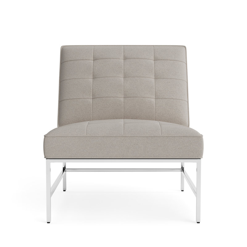 Major Chair, Performance Boucle - Dove Gray, Polished Stainless Steel