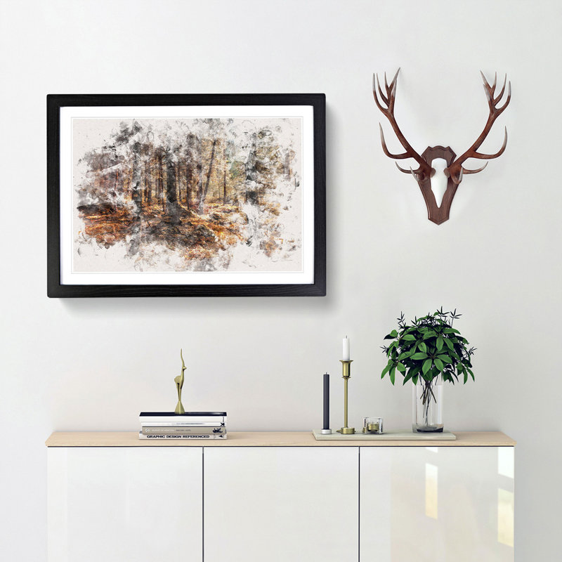 Within The Woods Watercolour Framed Print, 62cm H x 87cm W x 2cm D, Black Framed