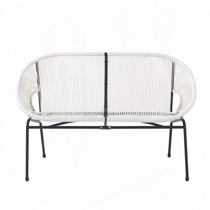 52" Outdoor Paito Loveseat Sofa, Ivory White