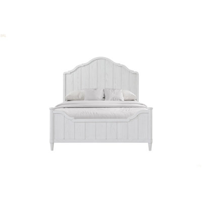 Scalloped Headboard White Wooden Platform Bed