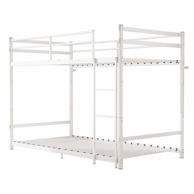 Lit superposé robuste en métal, convertible en 2 lits simples séparés, cadre en acier silencieux avec échelle antidérapante en caoutchouc et barrières de sécurité de 28,7 cm, capacité de charge de 181/220 kg, blanc