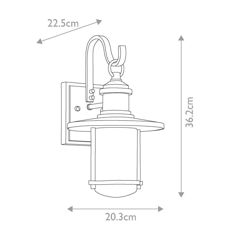 Balsano Dark Grey Outdoor Wall Lantern, 36.2cm H x 20.3cm W