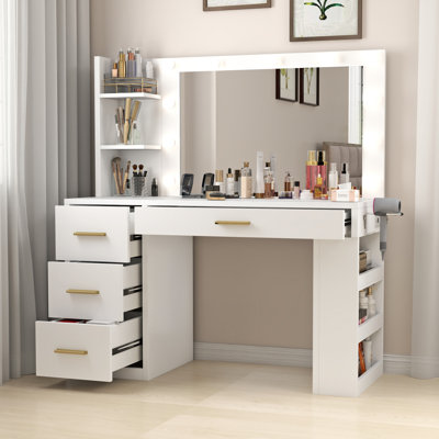 Bureau de coiffeuse avec miroir Latitude Run® et bandes lumineuses Latitude Run®