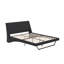 Queen Size Upholstered Platform Bed, PU Leather Bed Frame with Wave Headboard & Trapezoid Legs, Black-245328741-245328743