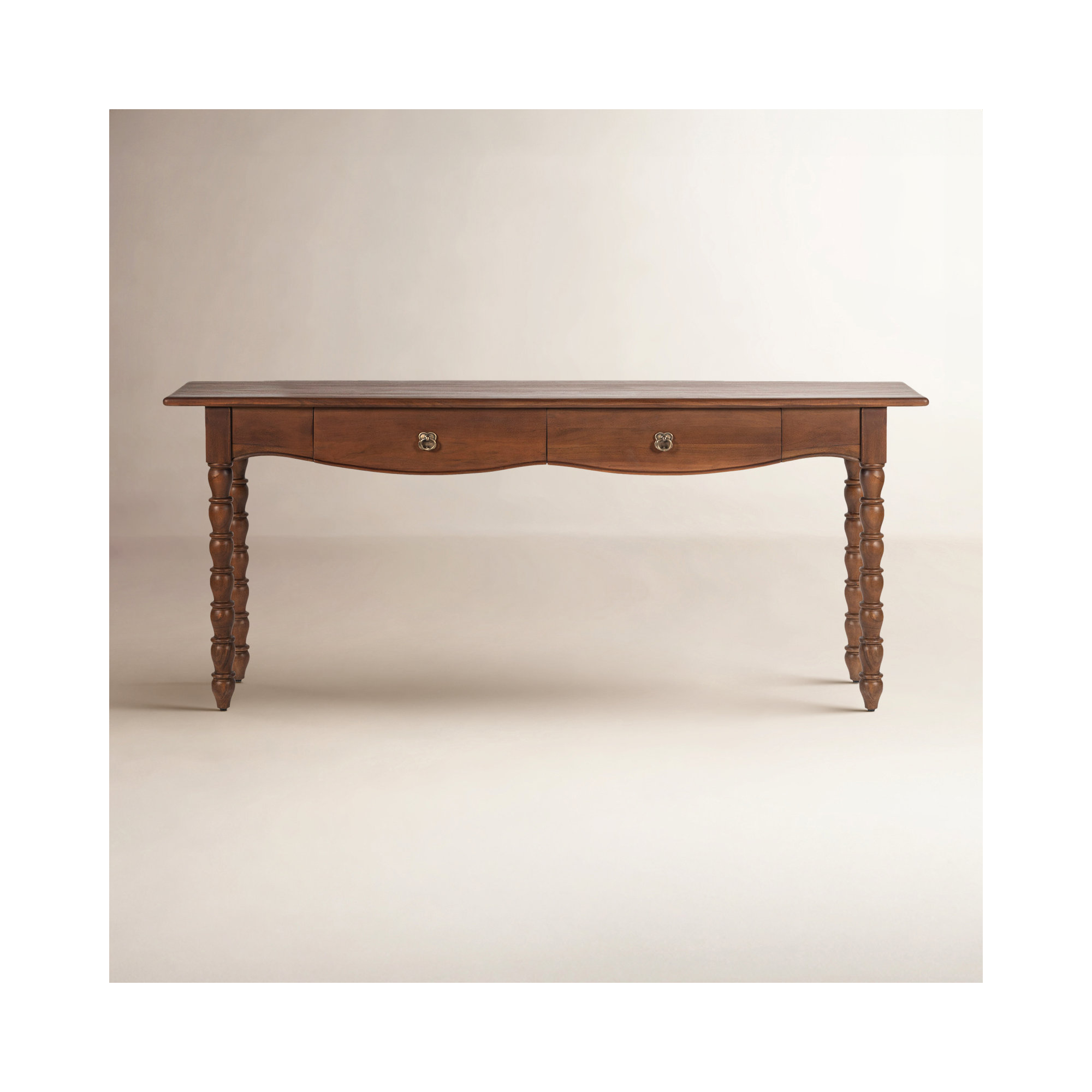 Isabel Spindle 2-Drawer Console Table, 30.25'' H X 17.8'' W X 72'' D, Brown