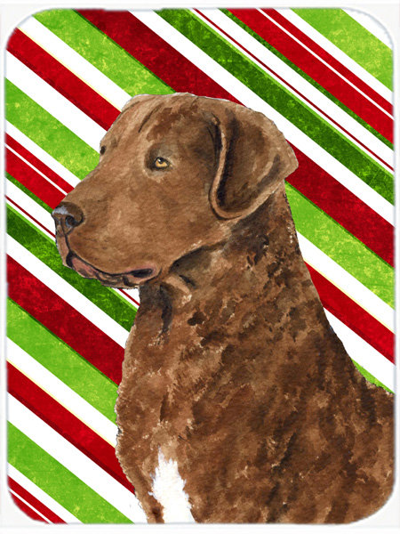 Caroline's Treasures Chesapeake Bay Retriever Candy Cane Holiday Christmas Glass Cutting Board