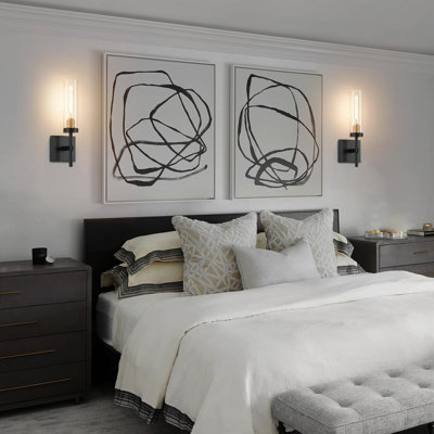 Appliques murales sans fil avec télécommande, ensemble de 2 appliques murales à piles, lumière noire et dorée rechargeable pour la salle de bain du salon