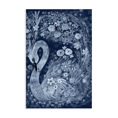 Swirling Florals Swan Canvas, design by Kay Widdowson