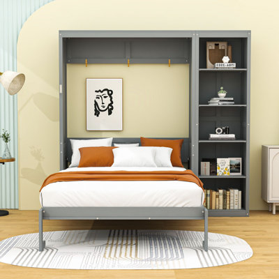Geva Wood Murphy Bed with Shelves and Slats