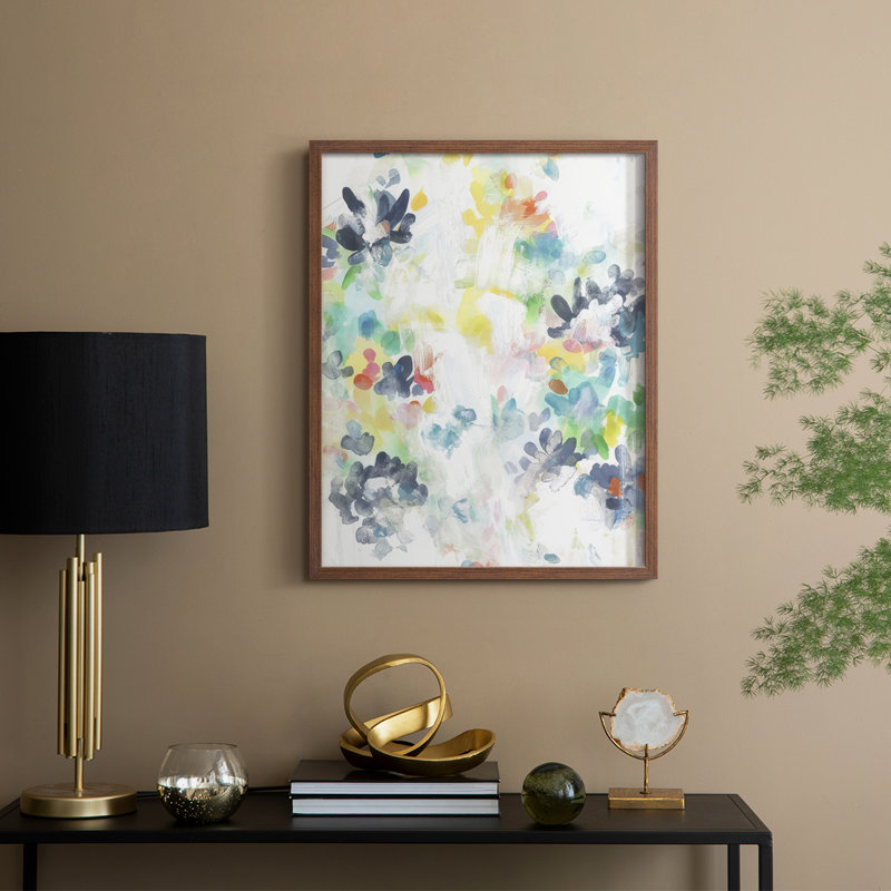 «Wall Flower Patterns II», reproduction encadrée - bois massif, H 11 po x l 9 po, Noyer