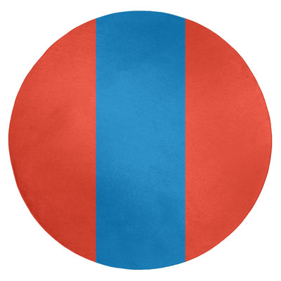 Tapis orange/bleu rayé