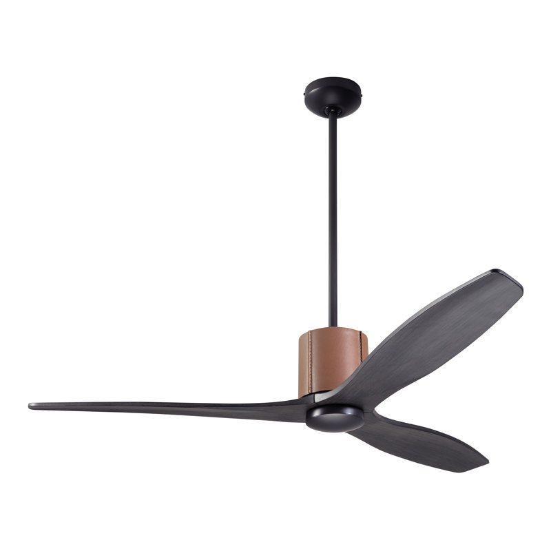 LeatherLuxe 54'' Ceiling Fan, Dark Bronze/Tan, Wall/Remote Combo Controls, Ebony
