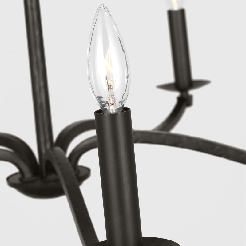 Chapman & Myers Wellen Dining Room Chandelier In Aged Iron Finish, 18.5" H x 36" W x 36" D, 5 Lights