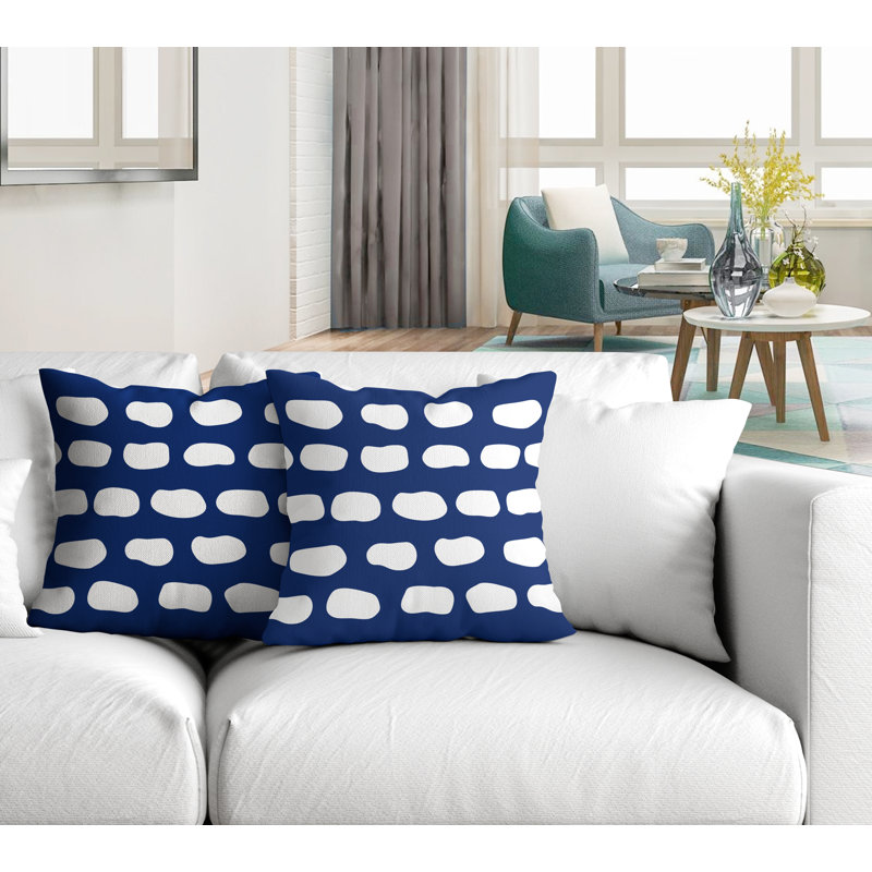 Oreiller carré intérieur / extérieur Aria Dash, L 19 po x H 19 po, Bleu marine