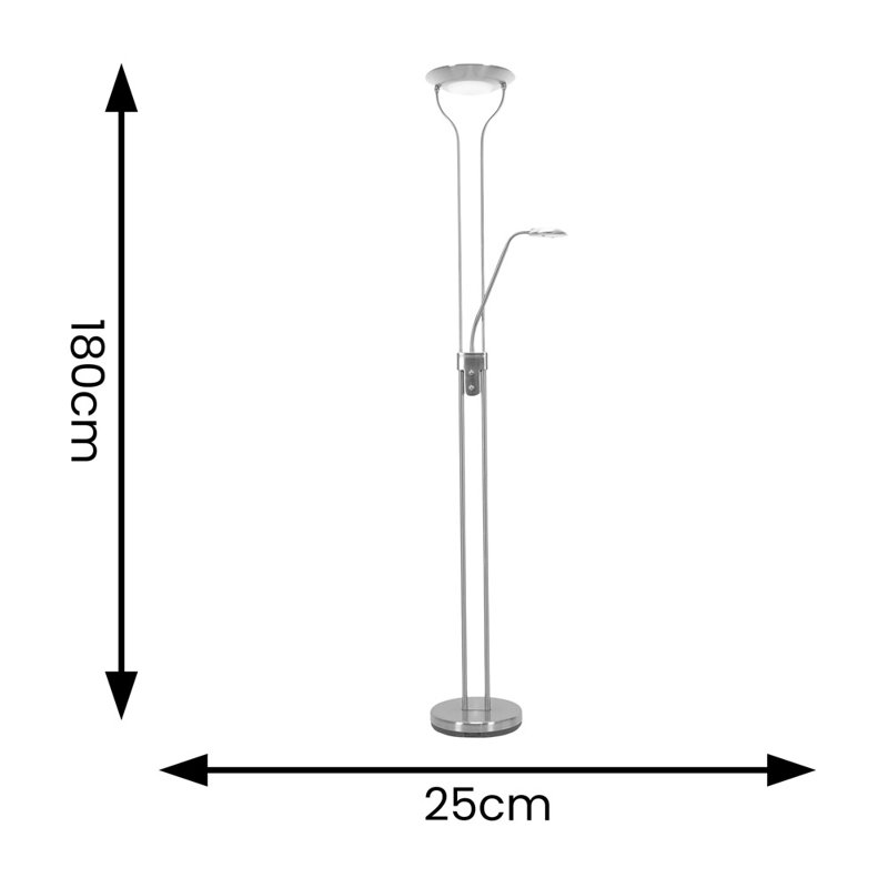 Richiez 180cm Brushed LED Traditional Floor Lamp