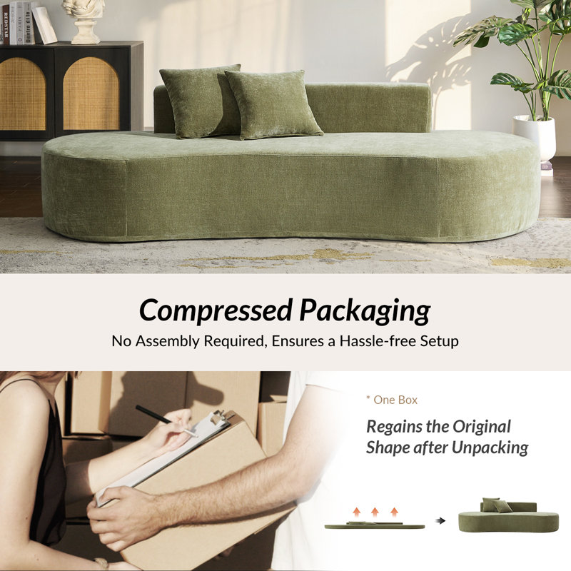 Nerio Modern 94" Compressed High-density Foam Sofa With 2 Pillow and No Assembly Needed