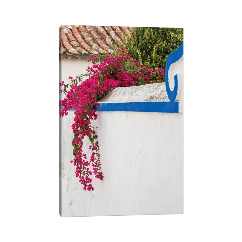 Beautiful Bougainvillea Blooming In Town IV, Portugal, Obidos, Portugal 1 Piece Wrapped Canvas Painting