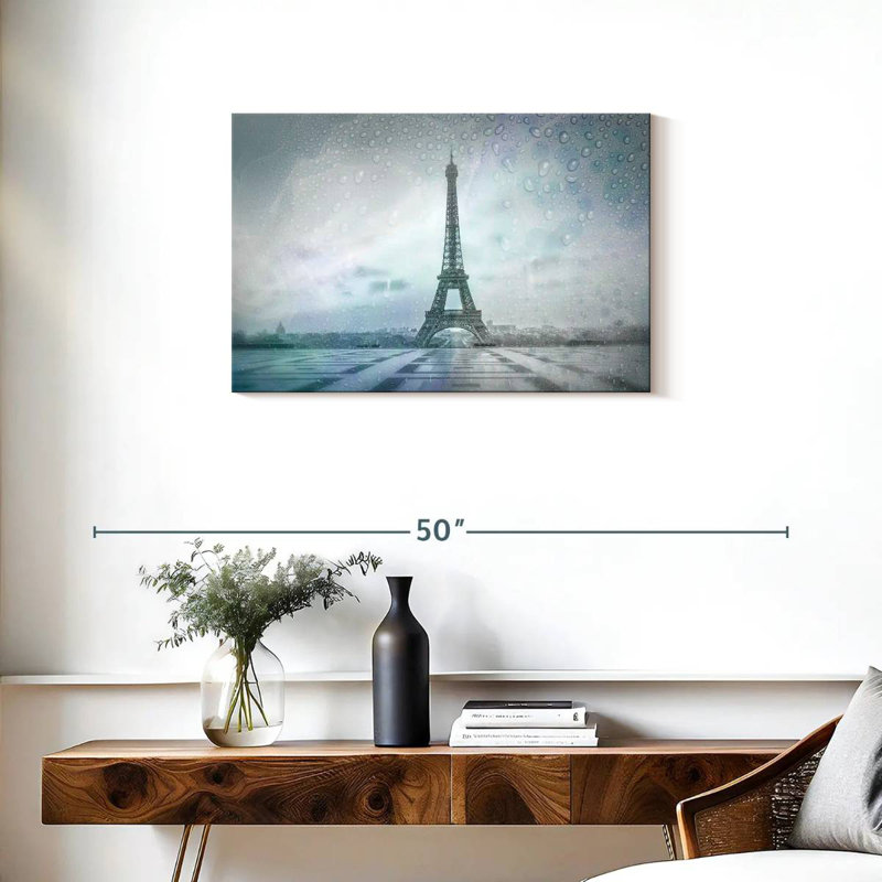 Tour Eiffel, jour de pluie, H 20 po x l 30 po