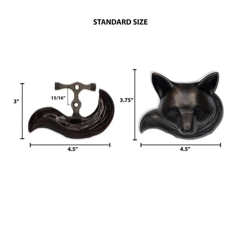 Heurtoir de porte renard, Noir mat, 3,75 po x 3 po x 2,25 po