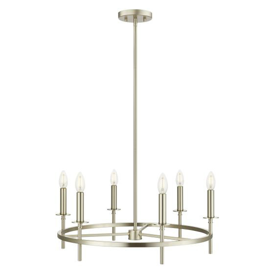 Lustre 6 lumières Kerween, Nickel brossé, Non