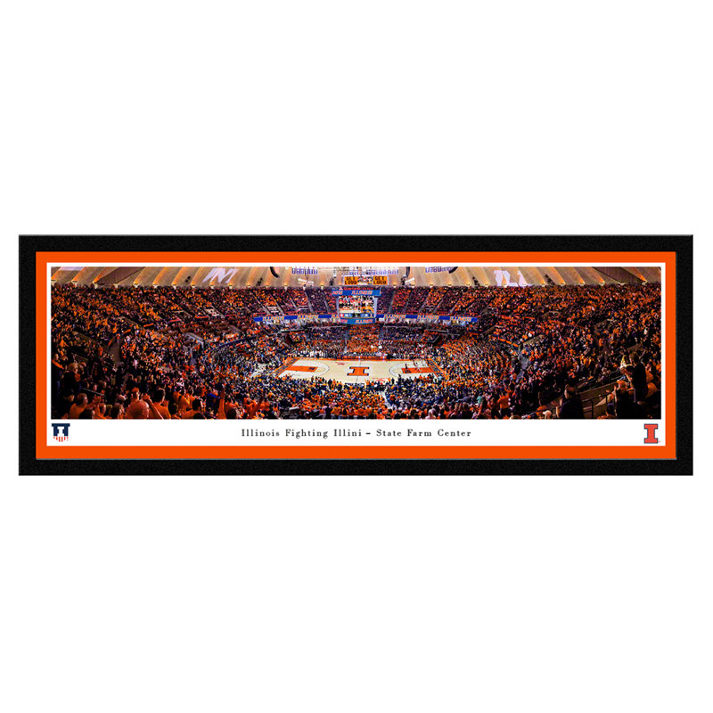 " Illinois Fighting Illini " by James Blakeway, No, Black Single Picture Framed, 13.75" H x 40.25" W x 0.88" D