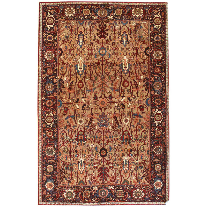 Tapis unique brun, rouge et beige de 6 pi 7 po x 10 pi 1 po Sultanabad