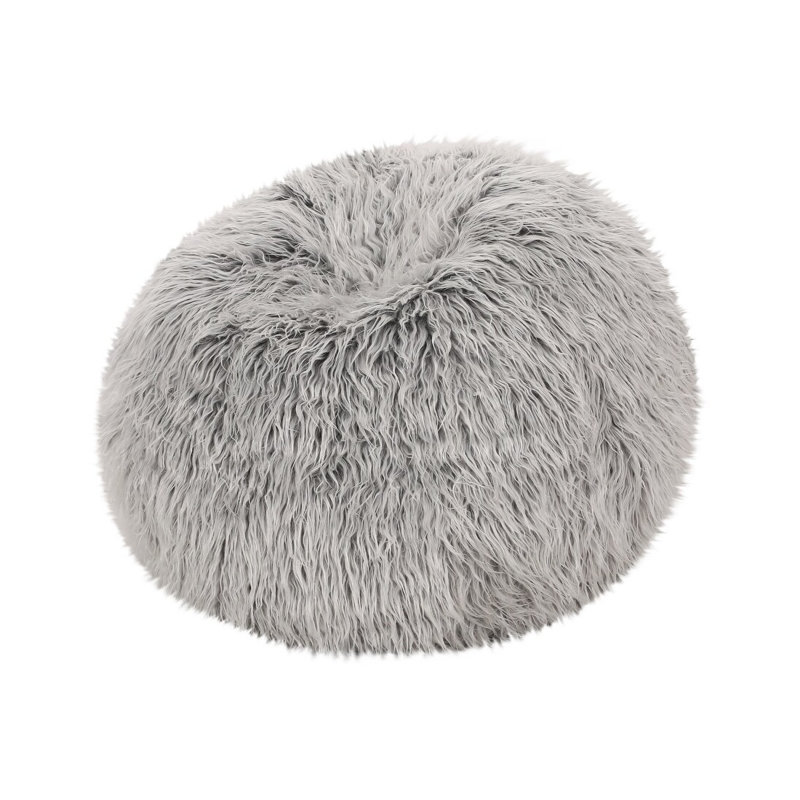 Fauteuil à billes Hawley, en fausse fourrure, gris argenté, 34 po x 34 po x 25 po