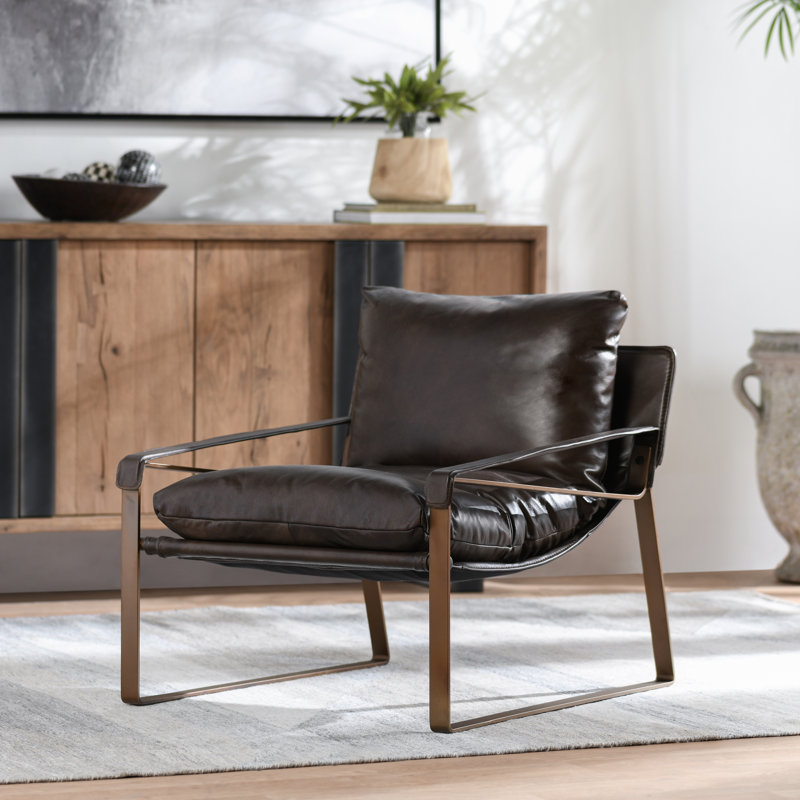 Morgan Accent Chair, Brown Genuine Leather