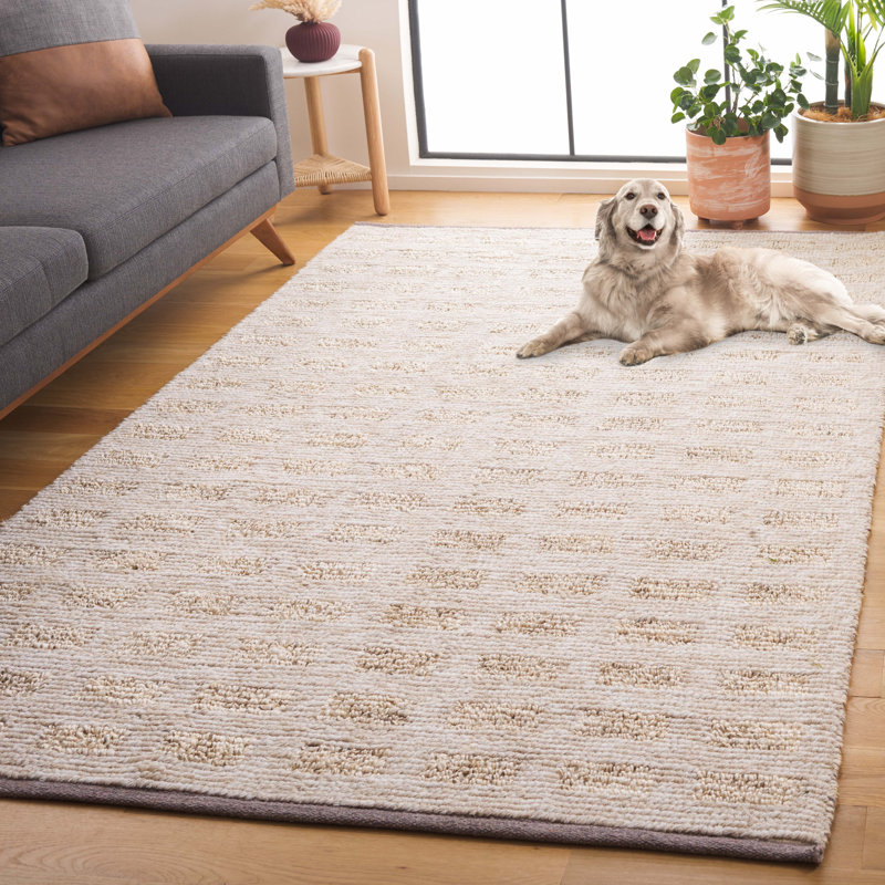 Kanessha Hand Woven Wool/Jute Rug in Beige, Rectangle 5' x 8'
