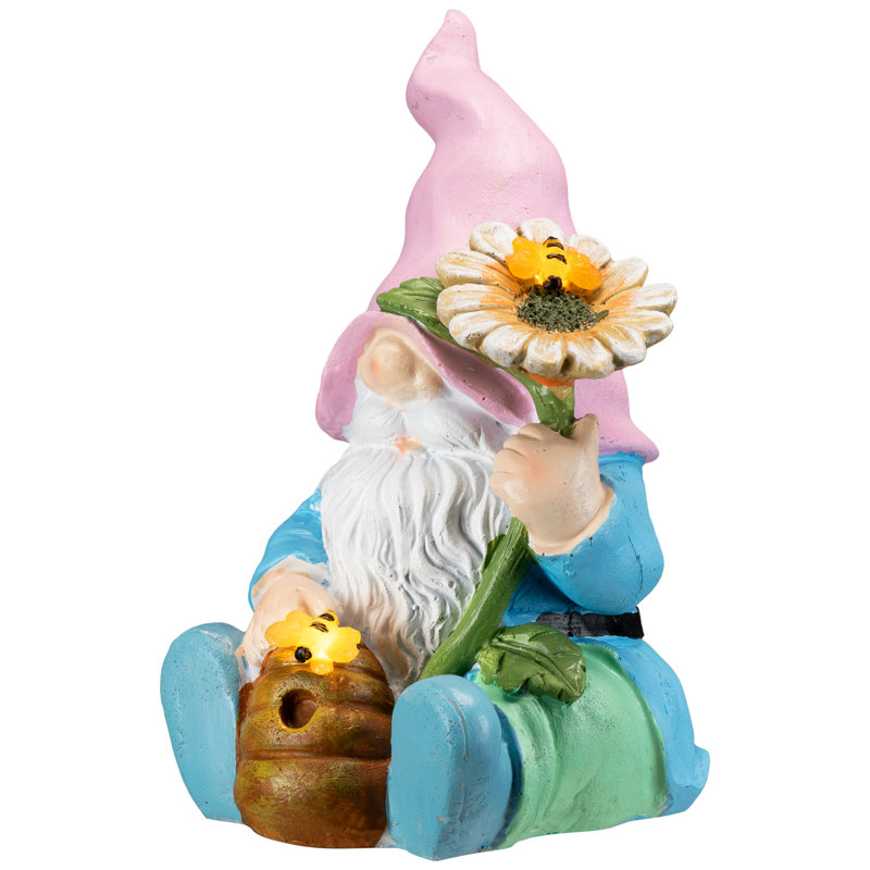 Statue de jardin d'extérieur à DEL solaire 8,5 po