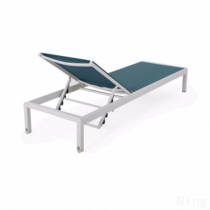 Chaise longue 2 pièces, Blanc / bleu