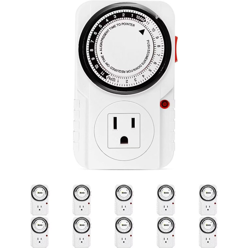 iPower 24 Hour Plug-in Timer, Mechanical Timer for Electrical Outlets Indoor, Home, Kitchen, Office, Appliances, 10 Pack