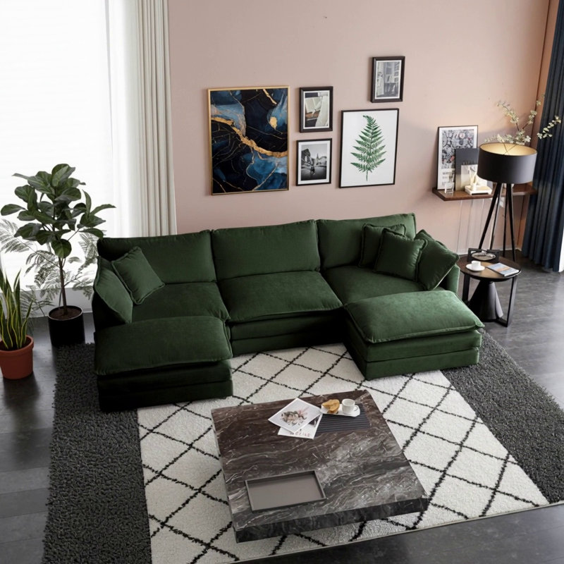 Canapé moderne en tissu pour causeuse pour le salon, canapé profond rembourré de grande taille avec coussins, chenille
