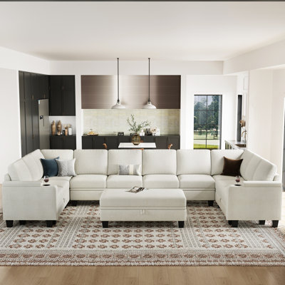 Canapé modulaire surdimensionné en U en chenille de 150,2 po Anjanette Jenette