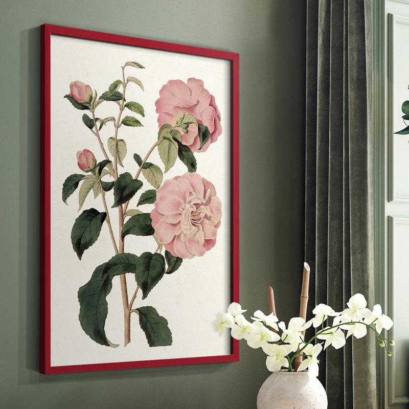 «Pink Floral Mix IV», reproduction encadrée - bois massif, H 10 po x l 8 po, Rouge