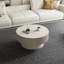 Table basse 31,5 "ronde avec rangement Table d'appoint moderne en placage de bois massif pour salon, chambre à coucher, appartement ou bureau, blanc rétro
