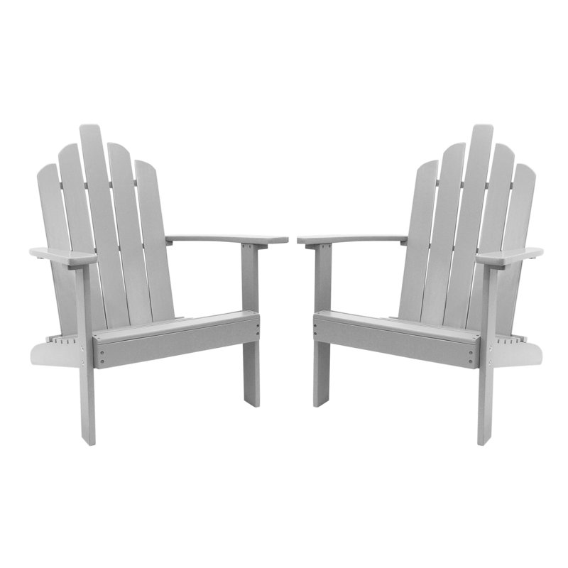 Chaise Adirondack en bois massif Ivania, Gris