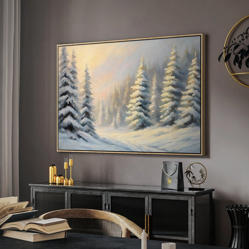 " Vintage Landscape -CCII ", 25" H x 37" W x 2'' D, Walnut Floater Framed Canvas