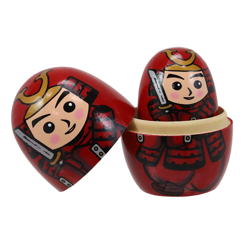 Ensemble de figurine 4 pièces à empilement de jouets en bois samurai Rashee