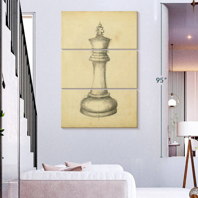 Senne Antique Chess I, H 74 po x l 48 po